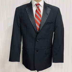 ROYAL DIAMOND Tuxedo Men 40 Solid Black Coat Formal Wear 2 Button Tux Jacket 40R